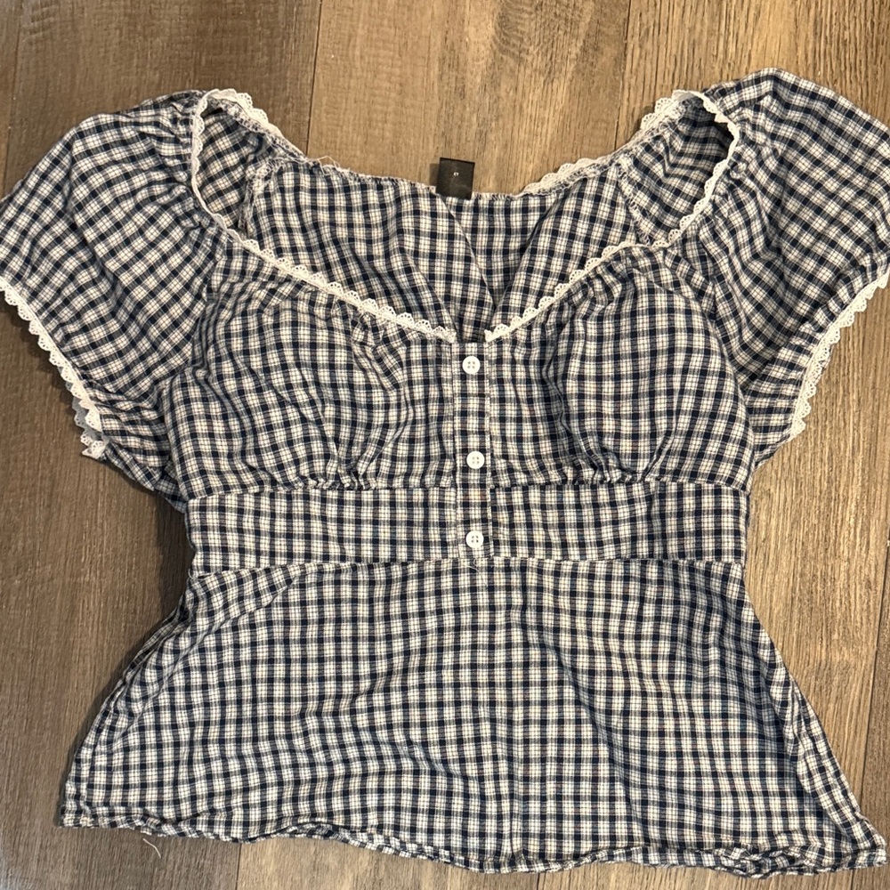 Women's Blue Checkered Top